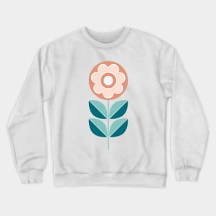 Retro Geometric Flower 5 in Peach, Dark Salmon and Teal Crewneck Sweatshirt